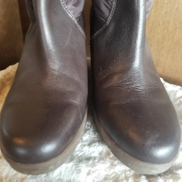 UGG 10  Cassidy 1943 Nylon Leather Wedge Boots Brown - Picture 4 of 13